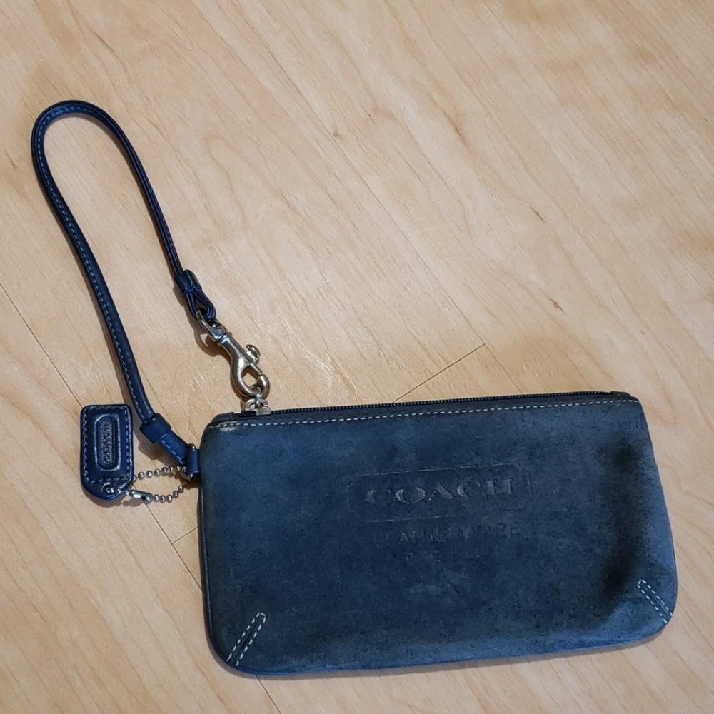 Coach blue suede wristlet